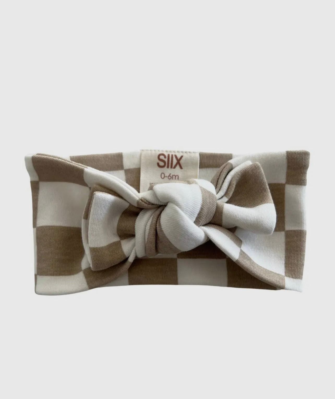 Taupe check bow