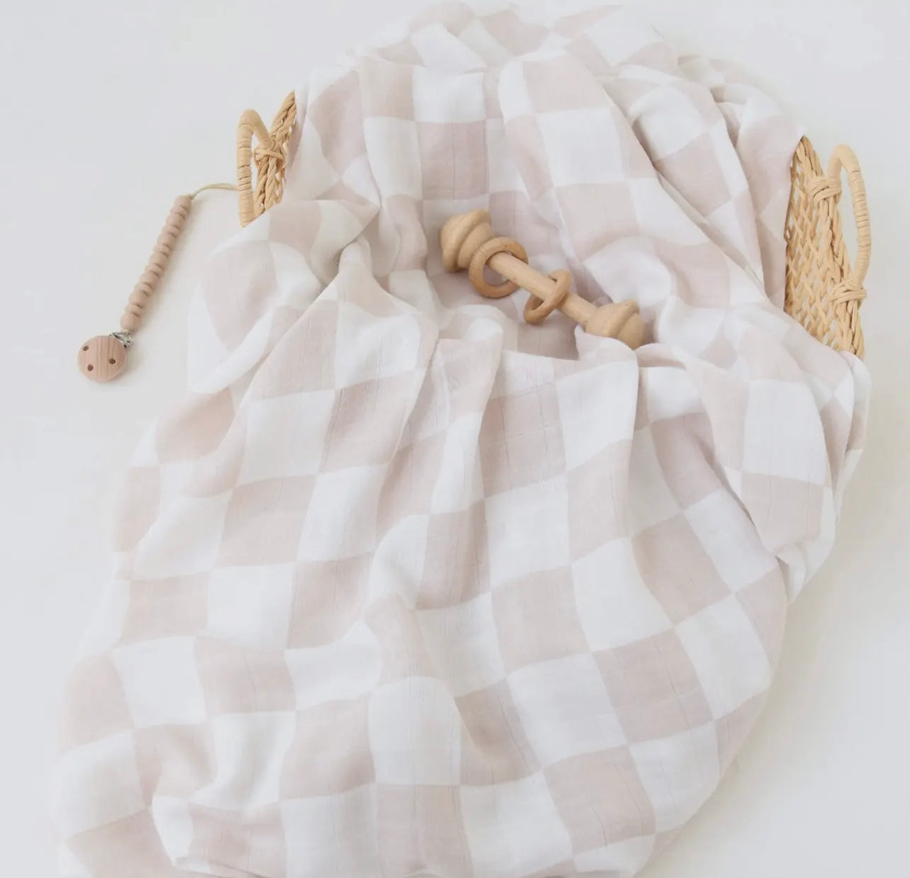 Taupe check swaddle