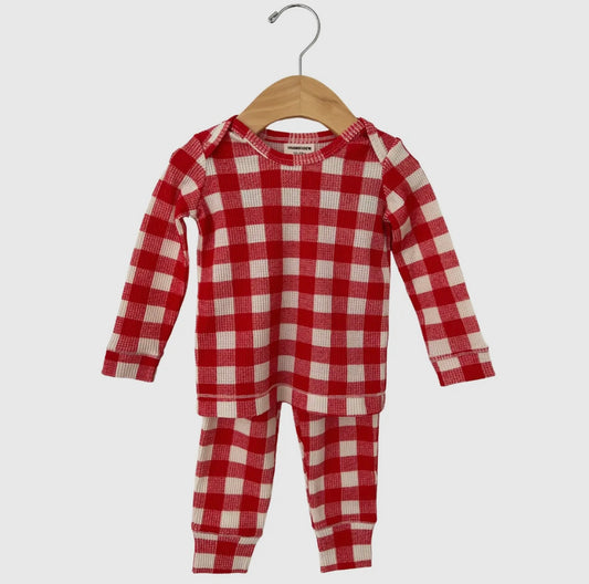 Red Plaid Waffle 2 PC Set