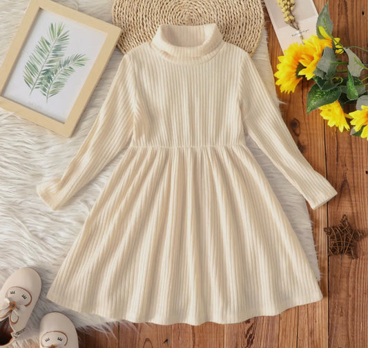 Cream Turtleneck Dress